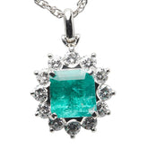 Pt900 プラチナ Pt850 プラチナ エメラルド2.22ct ダイヤ0.88ct ペンダントネックレス レディース 【中古】